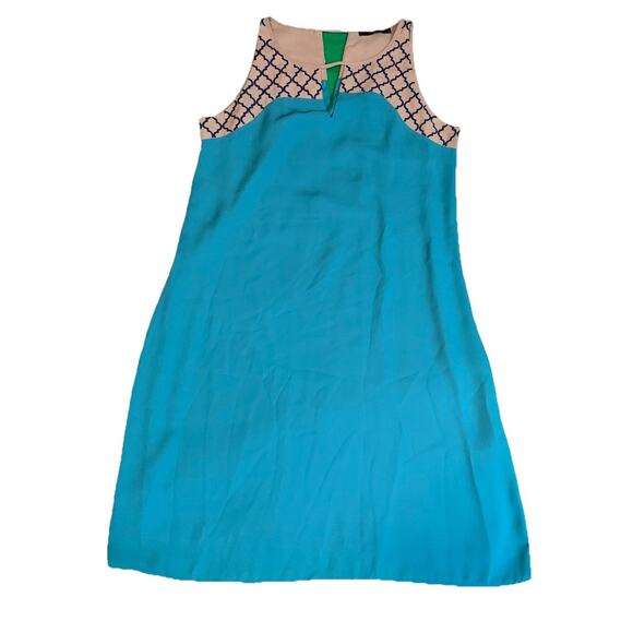 THML Womens Size Small Dress Shift Sleeveless Blue Geometric Knee Length - Picture 1 of 9
